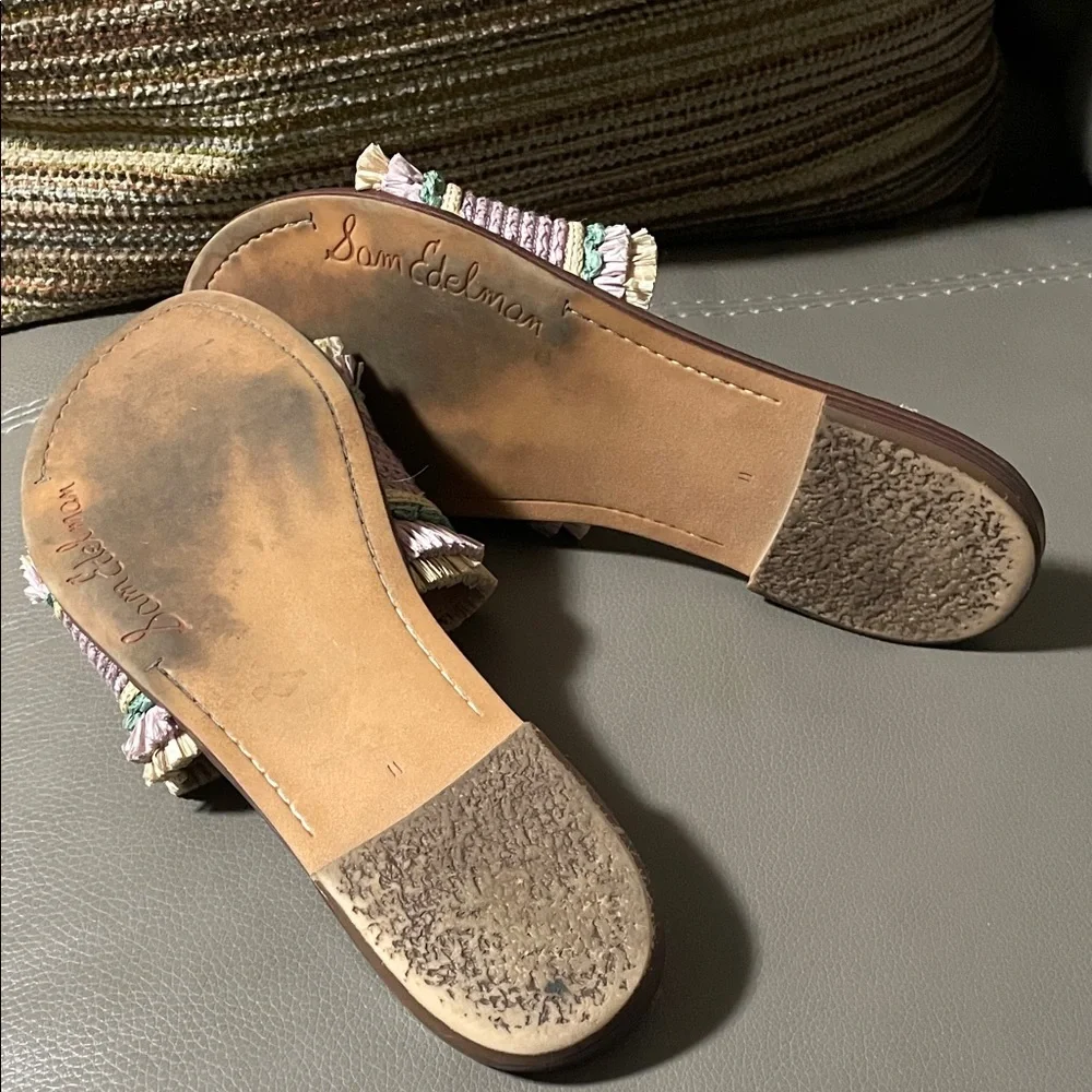 Sam Edelman Georgia Women's Lilac Raffia Slide Sandals - Picture 9 of 10